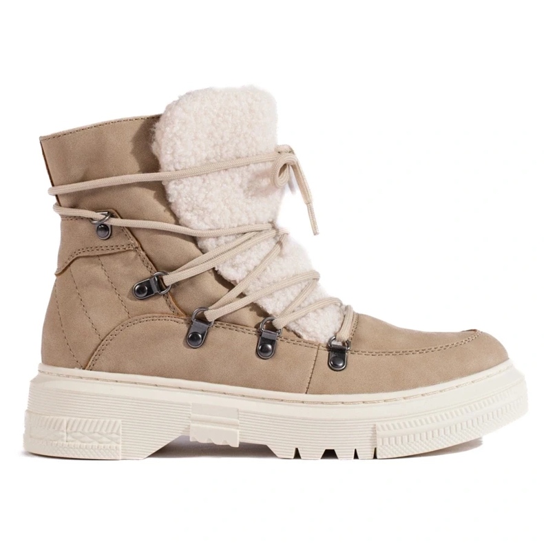 Bottes de neige femme beiges avec peau de mouton Bottes de neige femme beiges avec peau de mouton