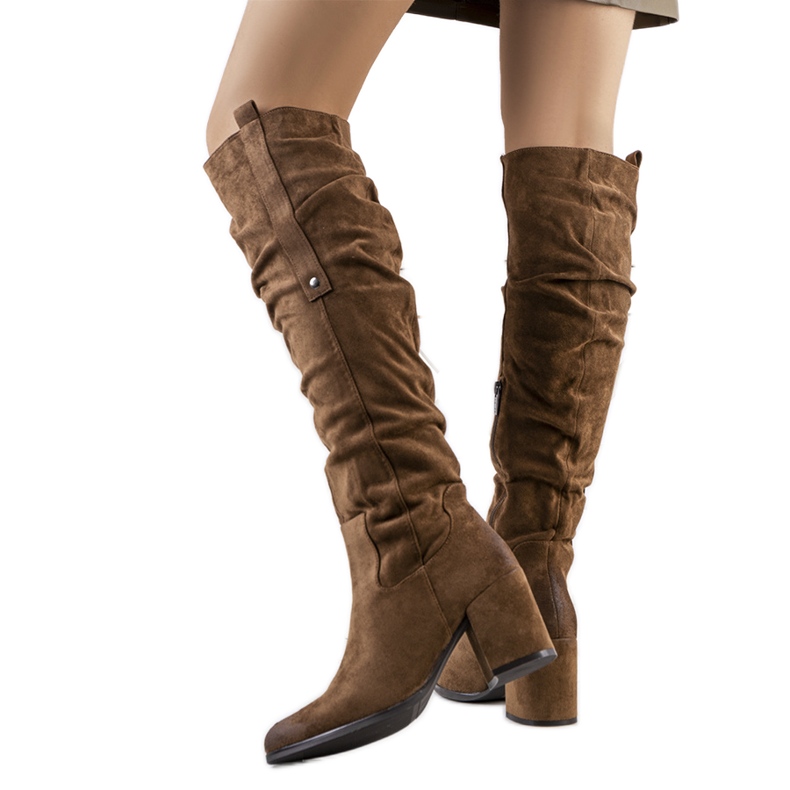 Bottines à talons en daim marron Neve brun