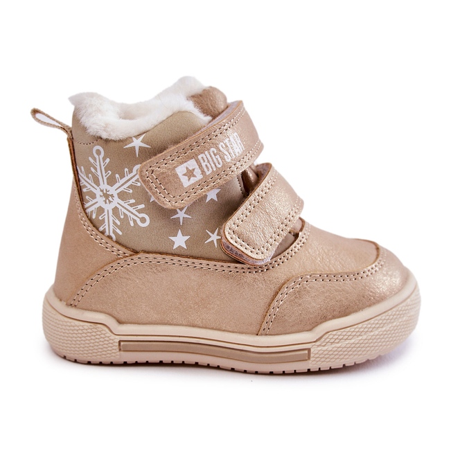 Bottes Chaudes Enfant Avec Velcro Big Star KK374189 Beige-Or brun