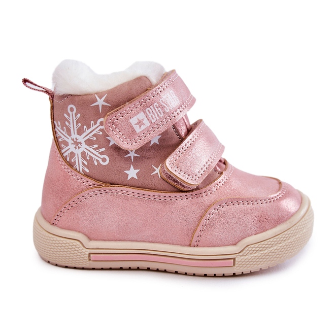 Bottes Chaudes Enfant Avec Velcro Big Star KK374188 Rose