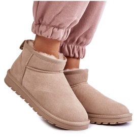 FS1 Bottes De Neige Basses Femme En Daim Beige Clair Shelie