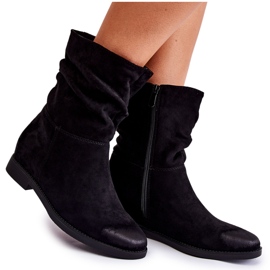 PG1 Bottines Femme Daim Noir Venis CH2180 le noir