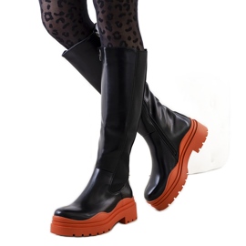 PA1 Boots noires sur semelle Pura colorée