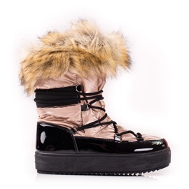 Bottes de neige à plateforme pour femmes avec fourrure Shelovet beige le noir Bottes de neige à plateforme pour femmes avec fourrure Shelovet beige le noir