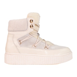 Bottes en cuir blanc pour femmes Shelovet sur la plate-forme