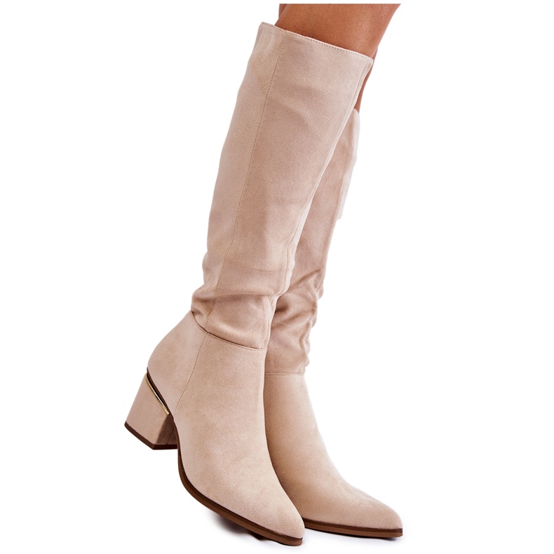 PS1 Bottes Classiques En Daim Avec Fermeture Éclair Beige Leyette