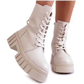 Sergio Leone Bottes en cuir isolées sur une plate-forme Telisa beige clair Sergio Leone Bottes en cuir isolées sur une plate-forme Telisa beige clair