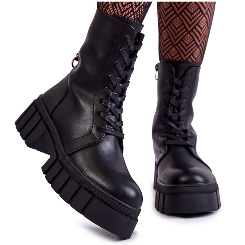Sergio Leone Bottes chaudes en cuir sur la plate-forme Telisa noire le noir