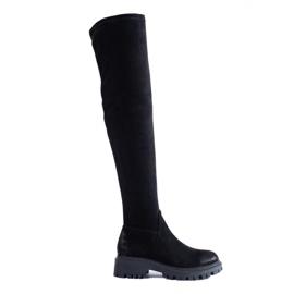 Cuissardes femme Shelovet à talons plats noir
