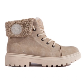 Chaussures de randonnée pour femmes avec peau de mouton beige