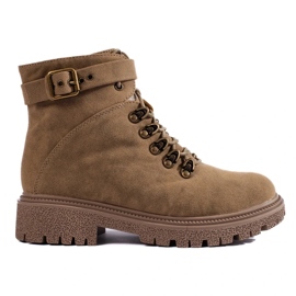 Bottines femme en daim beige