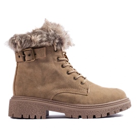 Chaussures de randonnée femme avec fourrure beige