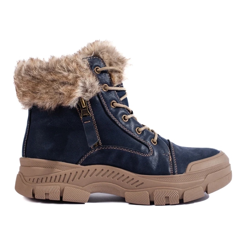 Chaussures de randonnée femme bleues avec fourrure