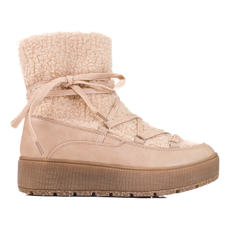 Bottes de neige pour femmes sur la plate-forme beige Shelovet