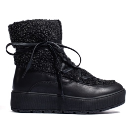 Boots de neige femme noires à plateforme le noir
