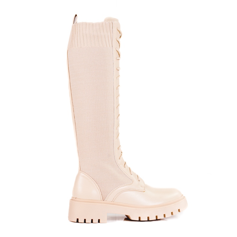 Bottines à lacets pour femme avec tige souple Shelovet beige Bottines à lacets pour femme avec tige souple Shelovet beige
