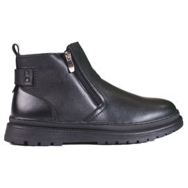 SHELOVET Bottes hautes noires pour hommes avec une fermeture éclair
