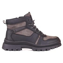 Bottes d'hiver pour hommes isolées avec fourrure gris