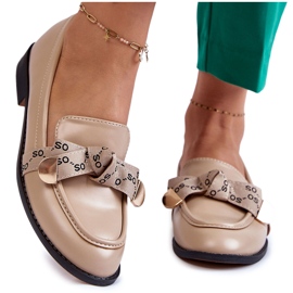 WS1 Mocassins Femme En Cuir Avec Nœud Dayes Beige