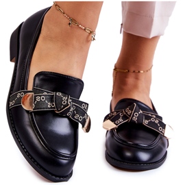 WS1 Mocassins Femme En Cuir Avec Nœud Dayes Noir