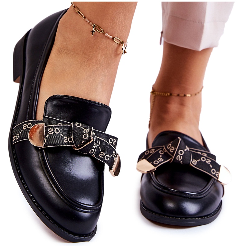 WS1 Mocassins Femme En Cuir Avec Nœud Dayes Noir le noir