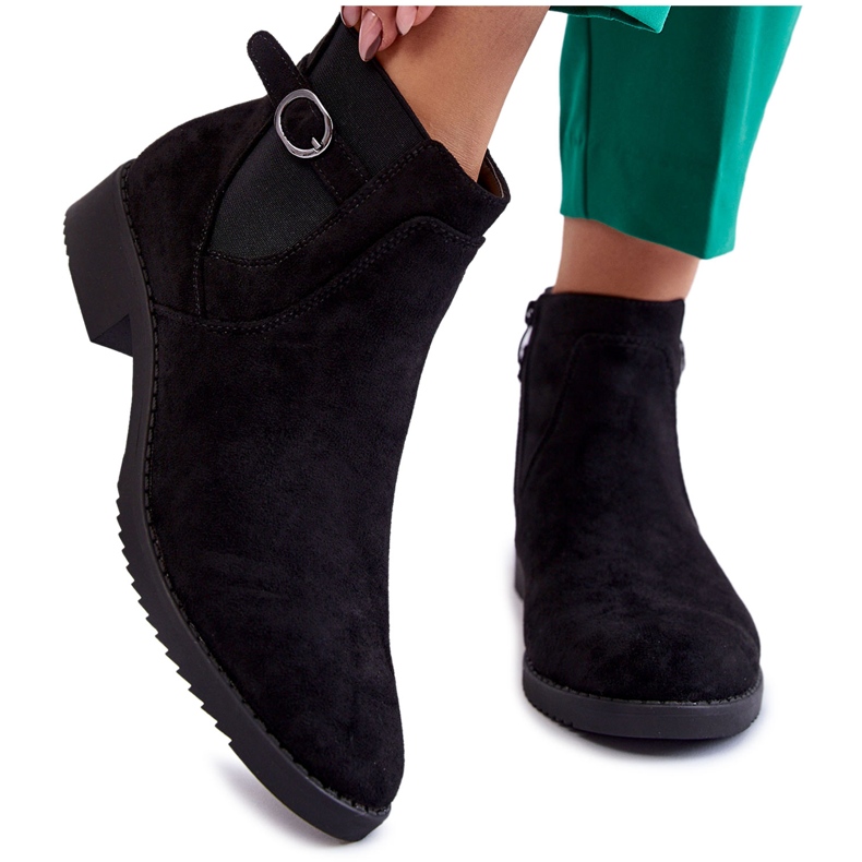 PJ1 Bottillons chauds en daim pour femmes Jodhpur Noir Janette le noir