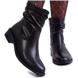 Sergio Leone Bottes à talon plat froissées pour femmes Noir Sersa le noir