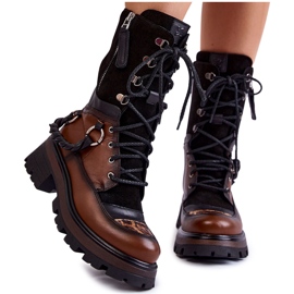 Bottes Hautes en Cuir Workers Maciejka 05586-29 Marron et Noir brun