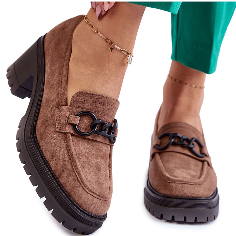 Vinceza Escarpins femme en daim beige foncé Sanya brun