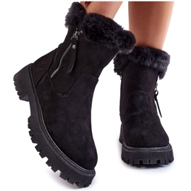 Vinceza Bottes en daim Rezan noires avec fourrure sur une fermeture éclair le noir