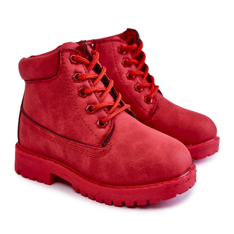 FR1 Bottes de trappeur pour enfant avec fermeture éclair Rouge Dexter
