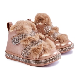 Bottes De Neige Chaudes En Cuir Pour Enfant Doré Leela