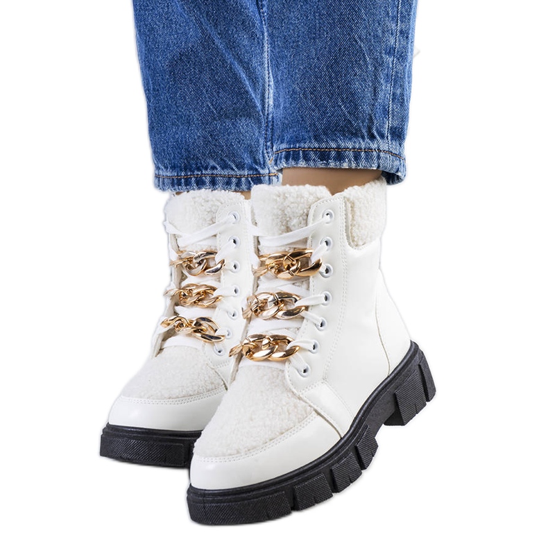 Bottines en mouton blanc Boren blanche