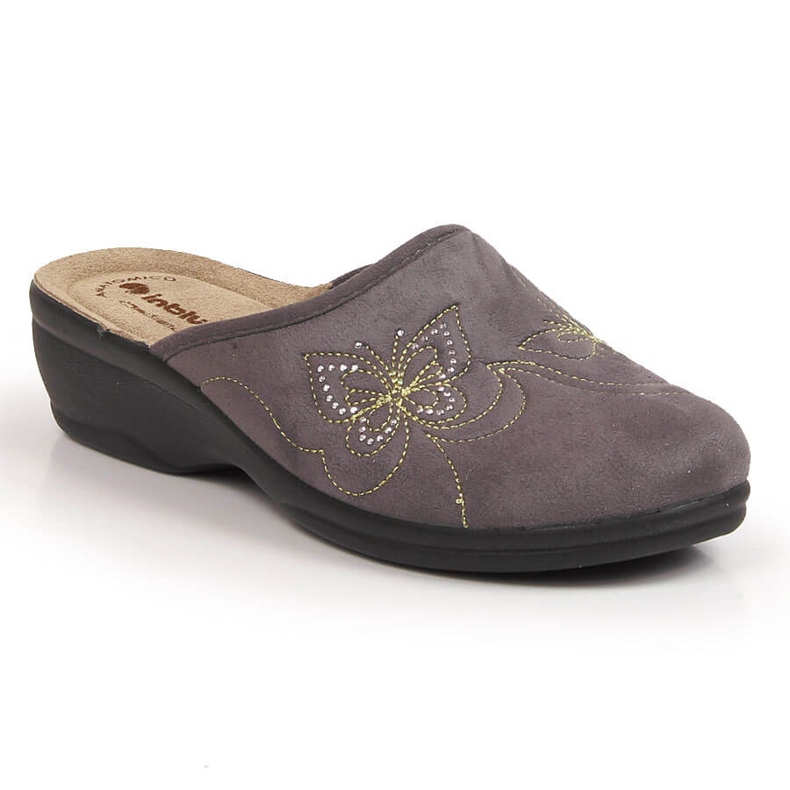 Chaussons confortables en velours gris Inblu pour femme