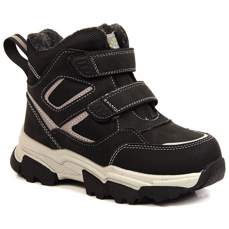 News Bottes d'hiver pour garçons, isolées avec de la laine de mouton, noires le noir