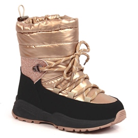 News Bottes de neige fille, isolées en laine de mouton, dorées noir