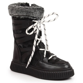 Chaussures fille Potocki noires avec fourrure