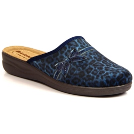 Chaussons Inblu bleu marine confortables pour femme avec imprimé léopard