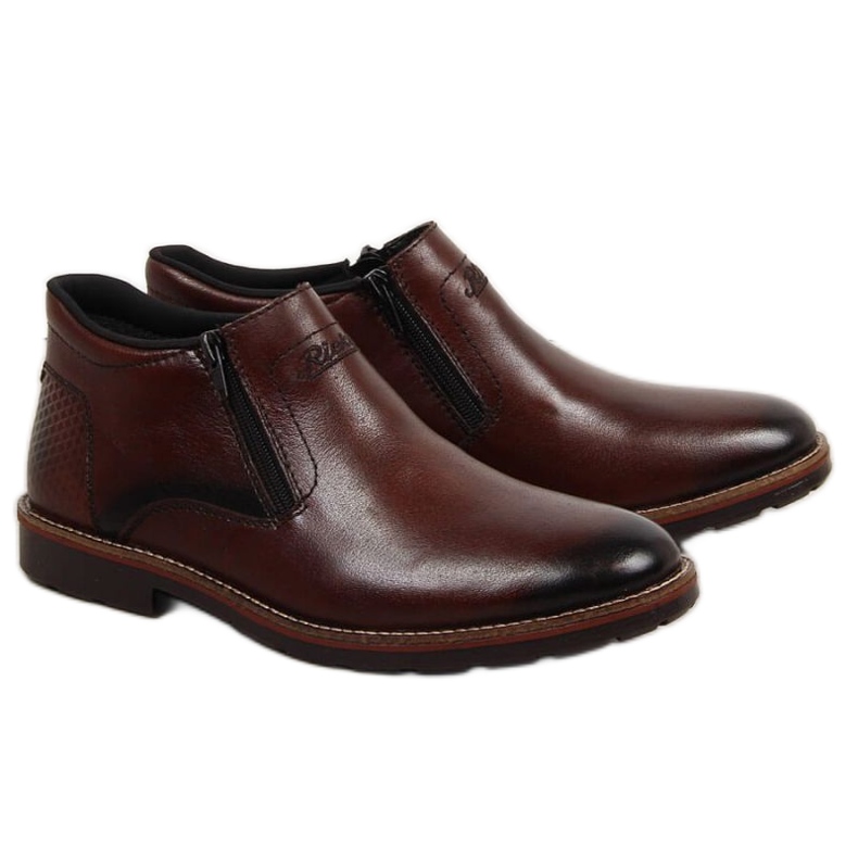 Bottes isolées en cuir Rieker M RKR412 brun