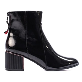 Bottines vernis noires pour femme le noir