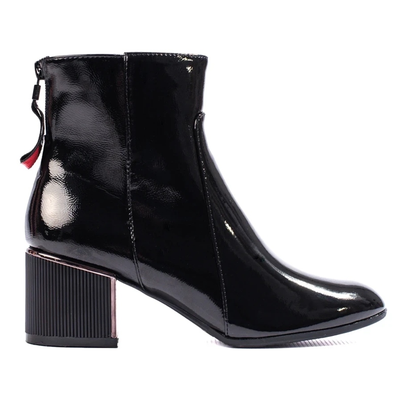 Bottines vernis noires pour femme le noir