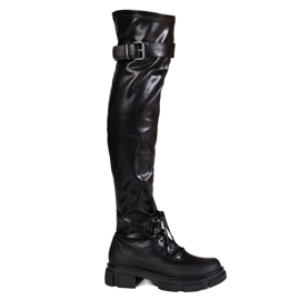 Bottes pour femmes en cuir écologique Shelovet le noir Bottes pour femmes en cuir écologique Shelovet le noir