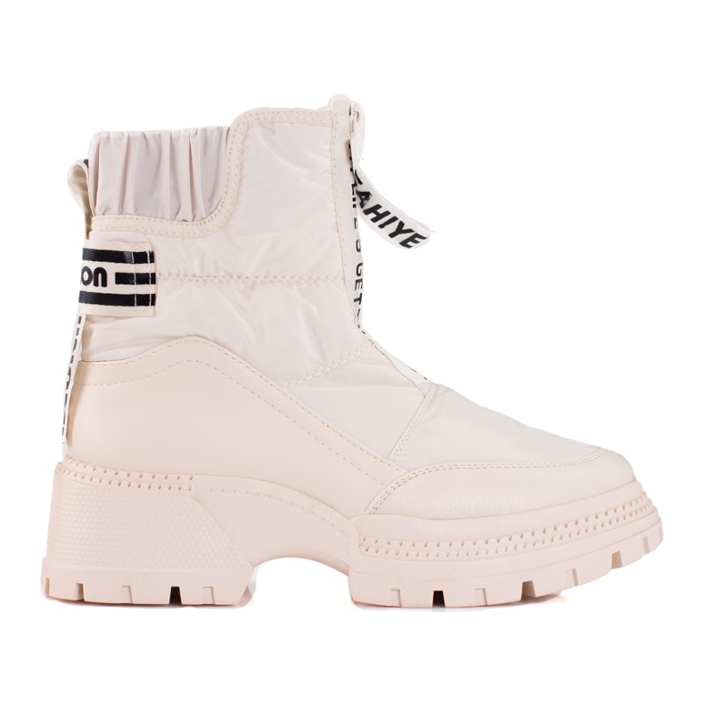 Bottes de neige beiges pour dames sur la plate-forme Shelovet