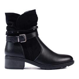 Bottines femme à bride décorative noir
