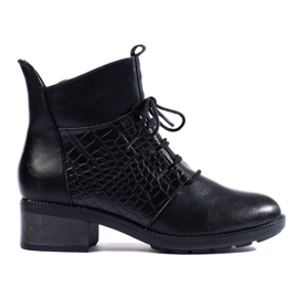 Élégantes bottes à lacets Shelovet pour femmes noir