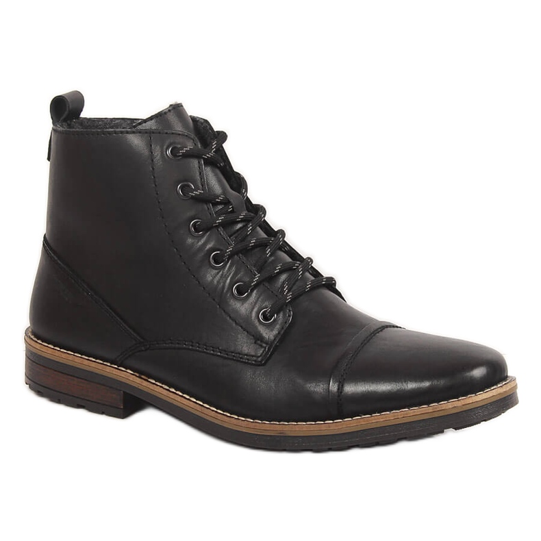 Bottes en cuir isolées Rieker 33205-00 noires pour hommes le noir Bottes en cuir isolées Rieker 33205-00 noires pour hommes le noir