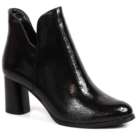 Bottes laquées pour femmes sur un poteau Jezzi chaud noir le noir