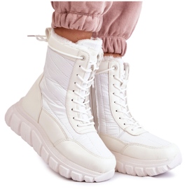Vinceza Bottes de neige à lacets pour femmes sur la plateforme blanc et beige Anubi