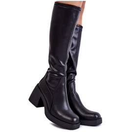 Sergio Leone Bottes Chaudes En Cuir Pour Femmes Avec Fermeture Éclair Noir Slavis le noir