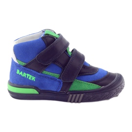 Bottines en cuir bleu marine/bleu avec velcro Bartek 91756